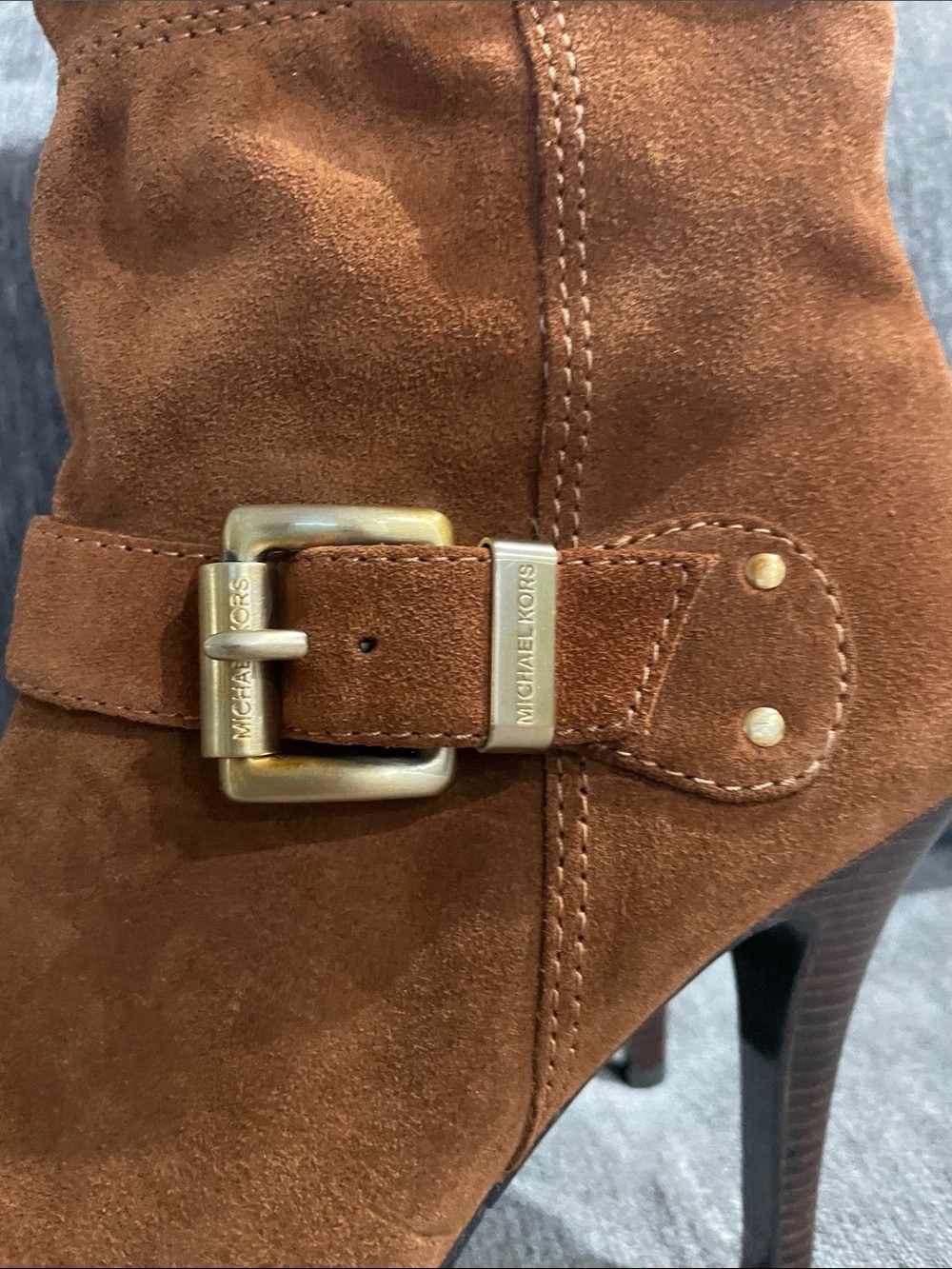 Michael Kors Cognac Suede Leather Knee-High Boots Size 8 - Picture 9 of 15